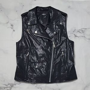 DKNY Faux Leather Moto Vest